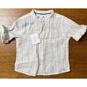 NWT Zara Boys' Linen Button Down Shirt Size 6-9 Months